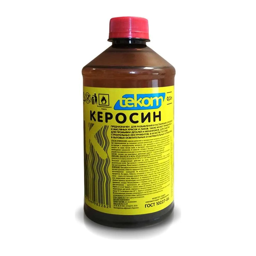Нефтяной растворитель Tekom Керосин 0.5 л ПЭТ бутылка 4607066982262 ...