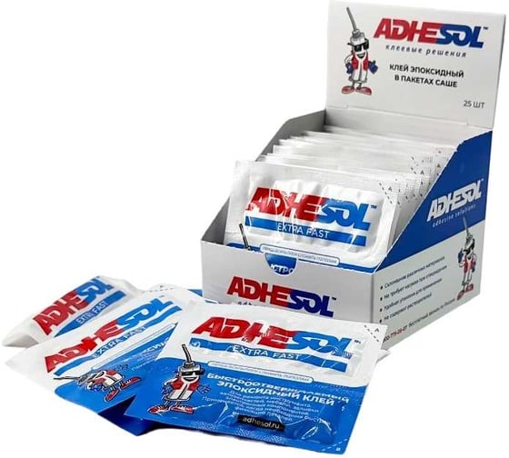 Эпоксидный клей ADHESOL Extra fast в пакетиках, быстроотверждаемый, 4 мл, 25 шт. 500523