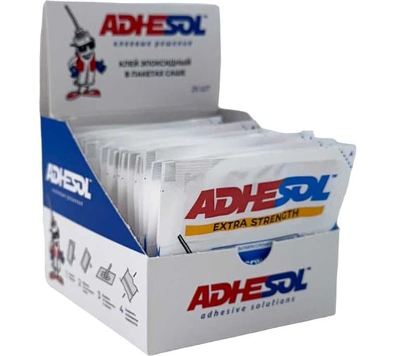 Эпоксидный клей ADHESOL Extra strenght в пакетиках, высокопрочный, 4 мл, 25 шт. 500515