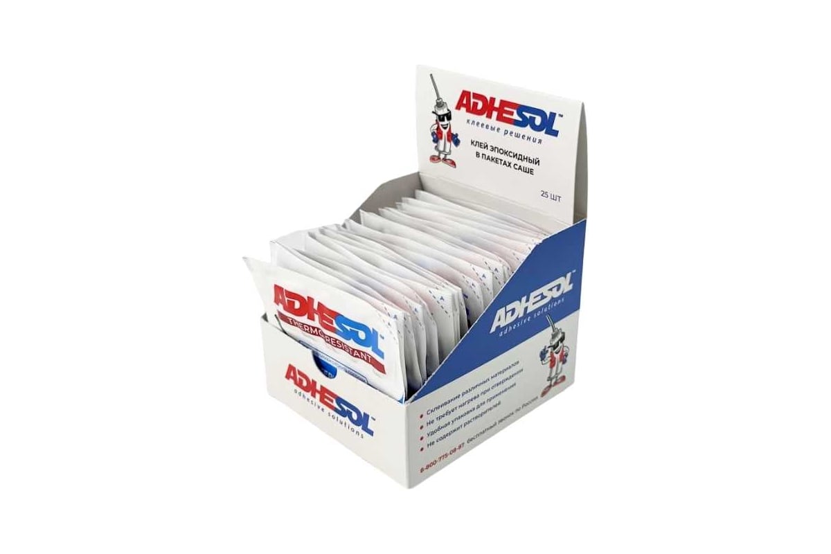 Эпоксидный клей ADHESOL Thermo resistant в пакетиках, термостойкий, 4 ...