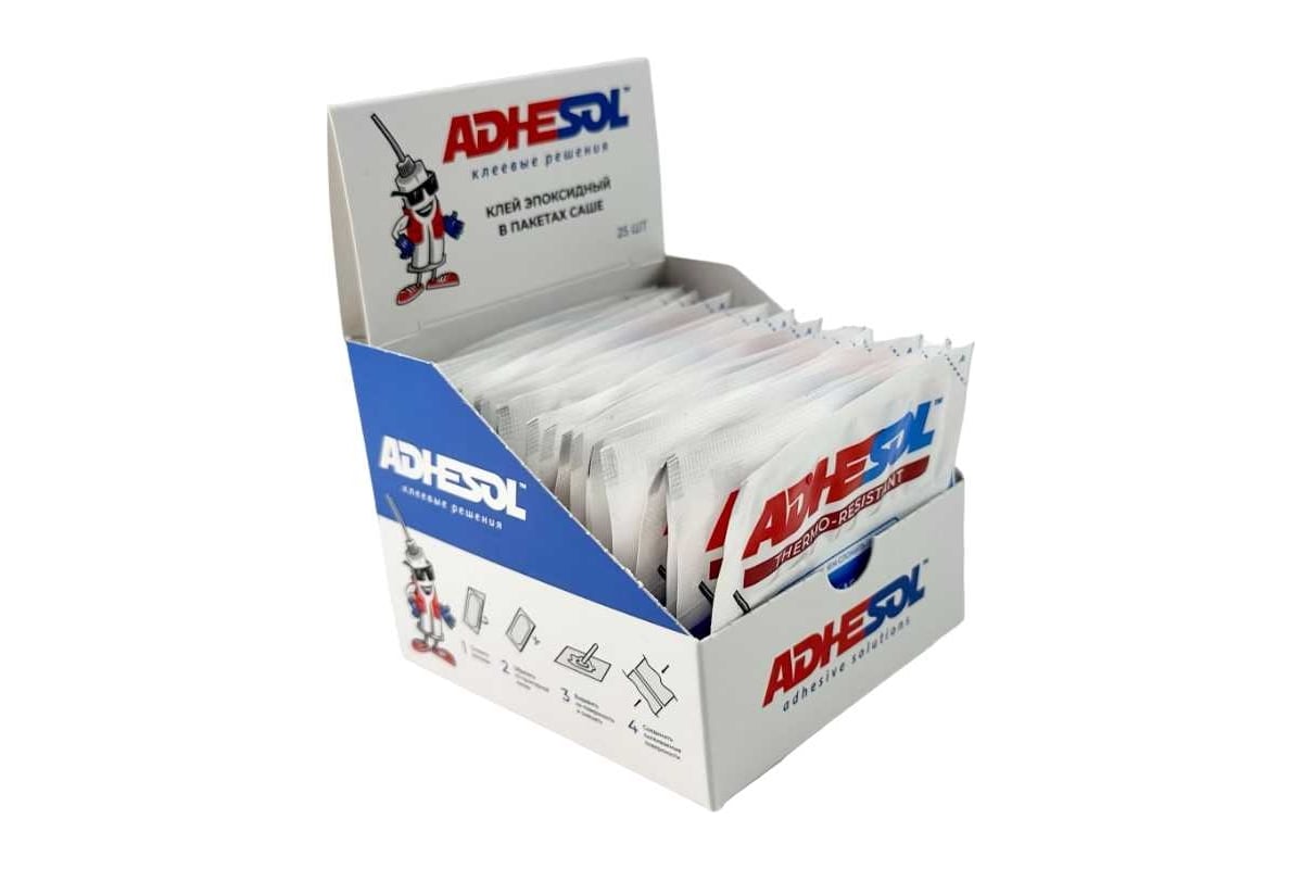 Эпоксидный клей ADHESOL Thermo resistant в пакетиках, термостойкий, 4 ...