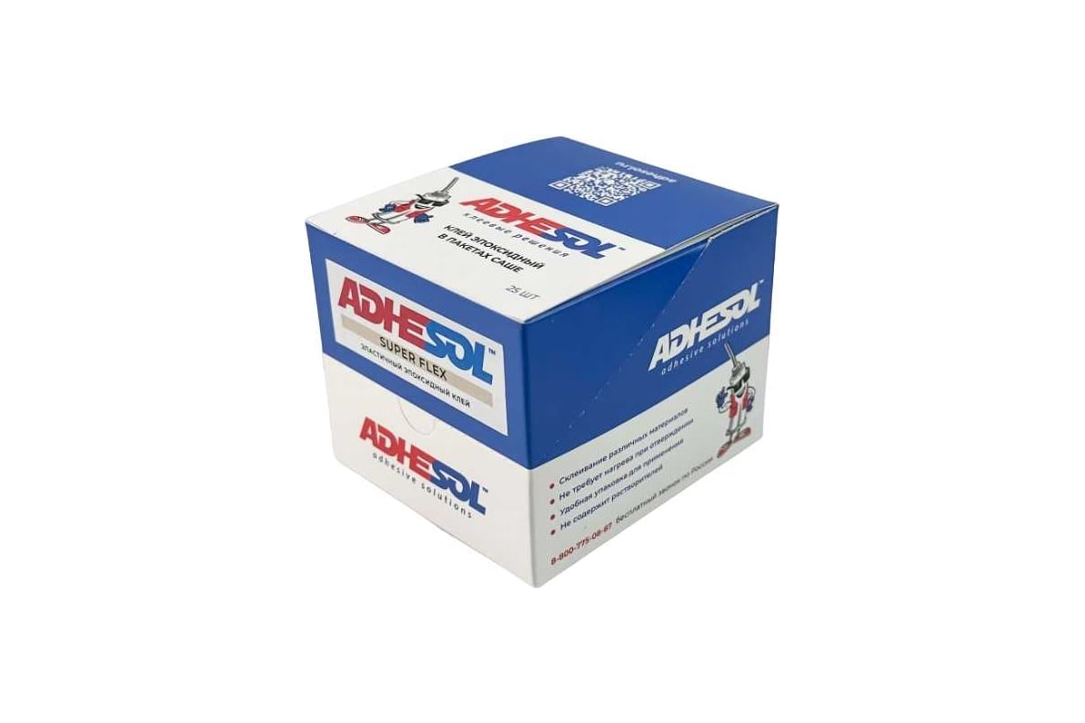 Эпоксидный клей ADHESOL Super flex в пакетиках, эластичный, 4 мл, 25 шт ...