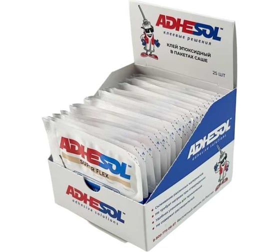 Эпоксидный клей ADHESOL Super flex в пакетиках, эластичный, 4 мл, 25 шт. 500519