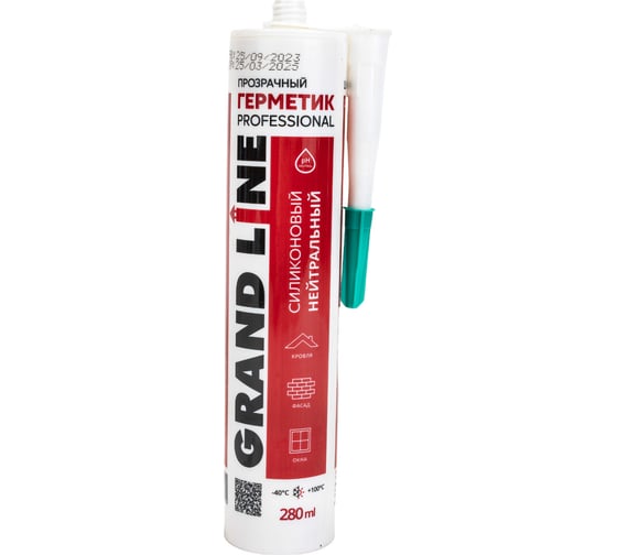 Герметик Grand Line professional силиконовый, нейтральный, прозрачный, 280 мл 447272 1
