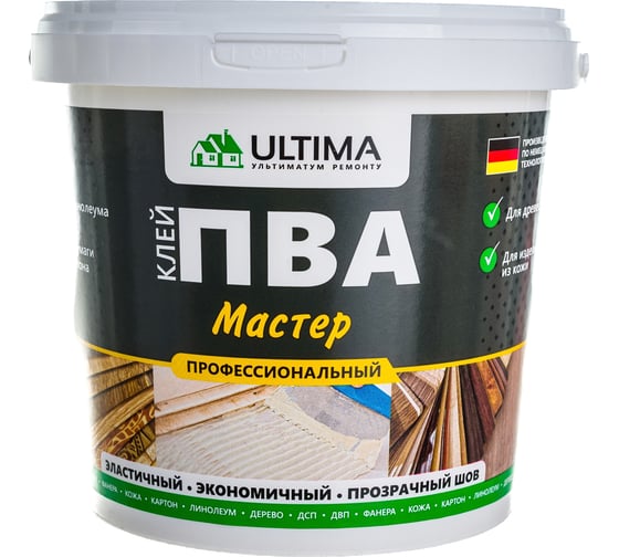 Клей ПВА ULTIMA МАСТЕР ведро 0,9кг ULTMST09 1
