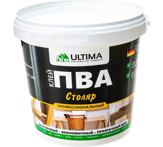 Клей ПВА ULTIMA СТОЛЯР ведро 0,9кг ULTSTL09