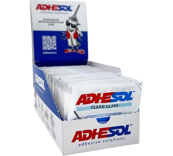 Эпоксидный клей ADHESOL Clear glassв пакетиках, прозрачный, 4 мл, 50 шт. 500522