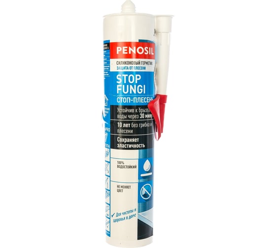 Силиконовый кислотный герметик Penosil Stop Fungi Silicone Sealant белый 310 мл H3708 1