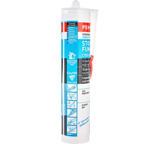 Силиконовый кислотный герметик Penosil Stop Fungi Silicone Sealant прозрачный, 310 мл H3709