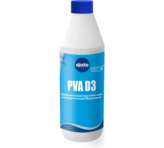 Водостойкий клей для дерева на основе пва дисперсии Kesto Pva d3, 1 кг 80638 1