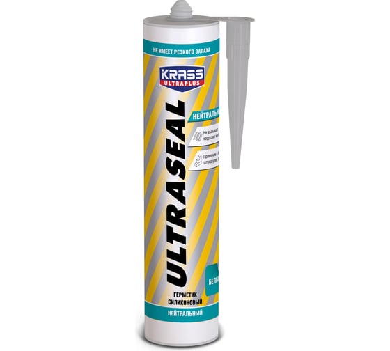 Силиконовый герметик KRASS ultraseal нейтральный, белый, 260 мл ЛА-00001409 1