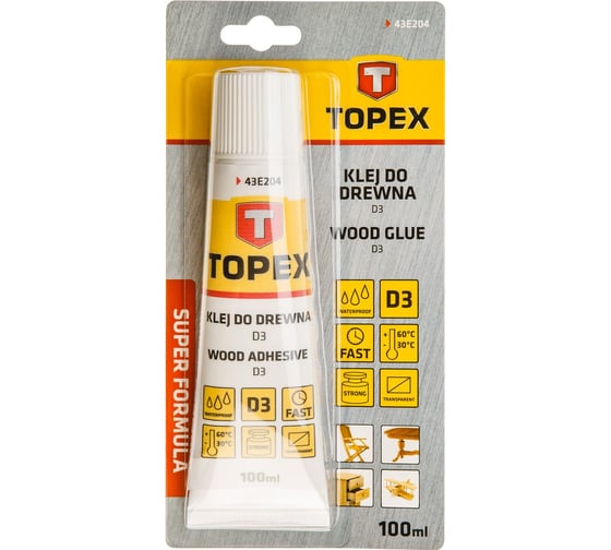 Клей для дерева D3 100 мл TOPEX 43E204