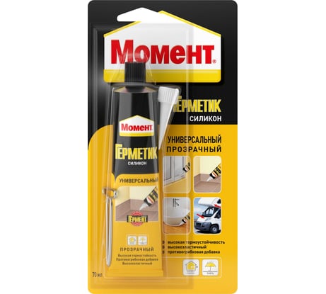 Универсальный силиконовый герметик Момент прозрачный 70 мл 3002434