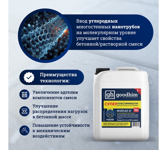 Суперпластификатор для бетонов и растворов Goodhim InterPlast АТ - 10л 92824