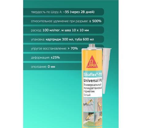 Универсальный эластичный полиуретановый герметик SIKA Flex-719 Universal PU серый Картридж 300мл. 754169