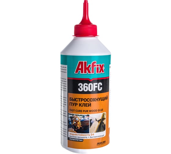 Полиуретановый быстросхватывающийся клей для дерева Akfix 360FC D4, 560 гр GA362