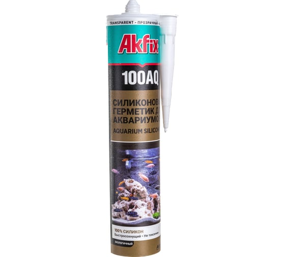 Аквариумный силиконовый герметик Akfix 100AQ прозрачный, 280 мл SA085 1