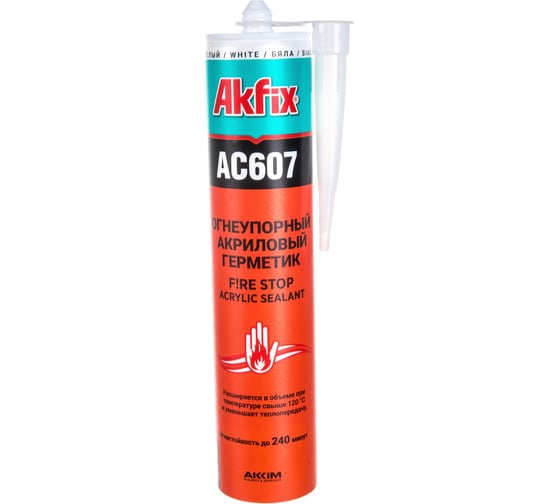 Огнестойкий акриловый герметик Akfix AC607 белый, 310 мл AA701