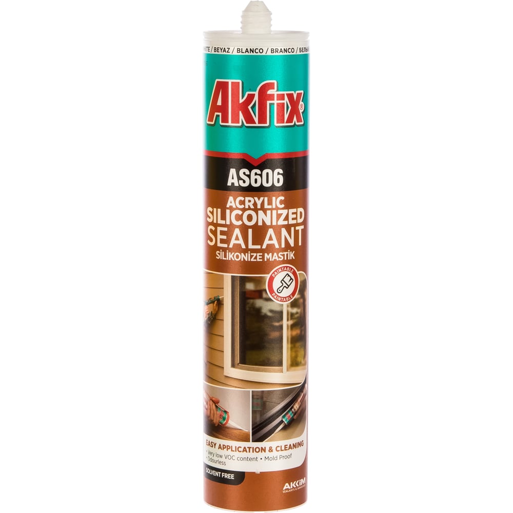 Силиконизированный акриловый герметик Akfix AS606 белый, 310 мл AA001 ...