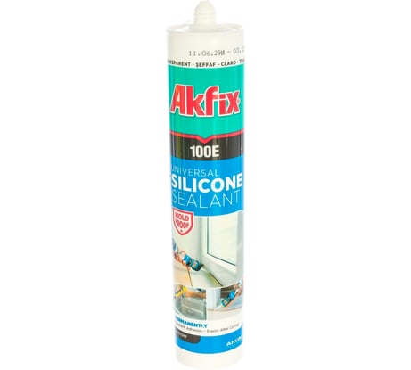 Универсальный силиконовый герметик Akfix 100E прозрачный, 280 мл SA041