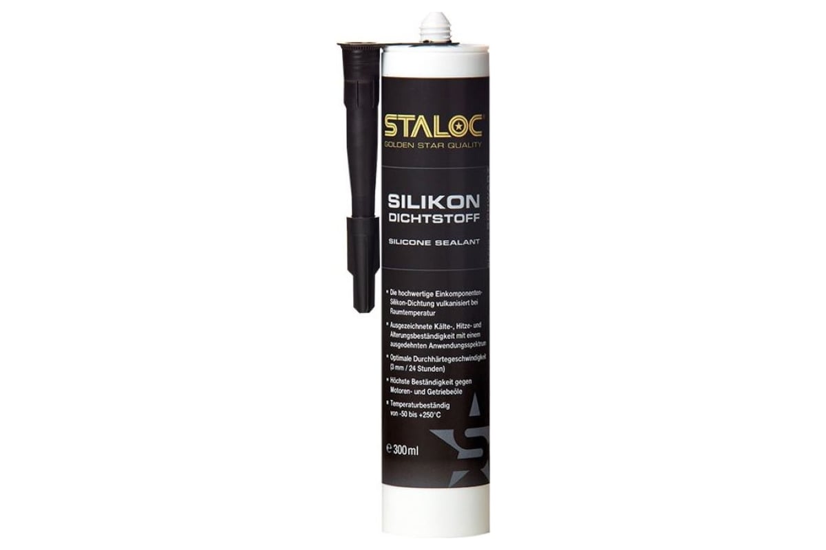 Силиконовый герметик STALOC silicone oil resistant black маслостойкий,  черный, 300 мл 104409030