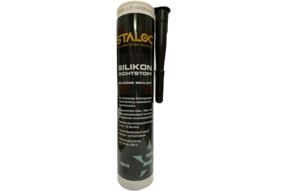 Силиконовый герметик STALOC silicone oil resistant black маслостойкий,  черный, 300 мл 104409030