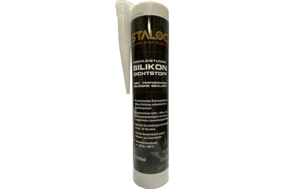 Силиконовый герметик STALOC high performance silicone sealant маслостойкий,  нейтральный, черный, 310 мл 104409030OX - выгодная цена, отзывы,  характеристики, фото - купить в Москве и РФ