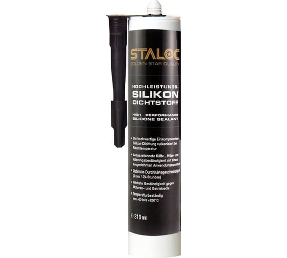 Силиконовый герметик STALOC high performance silicone sealant маслостойкий, нейтральный, черный, 310 мл 104409030OX 1