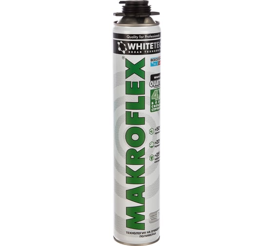 Профессиональная монтажная пена Makroflex WhiteTeq Белая технология, всесезонная 0.75л тов-165523 1