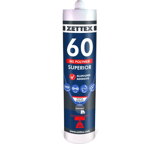 Конструкционный усиленный клей-герметик Zettex MS 60 черный 290 мл 495196