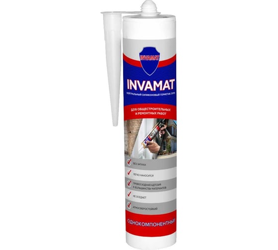 Нейтральный силиконовый герметик INVAMAT 301N, прозрачный, 310 мл 1180