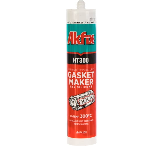 Высокотемпературный силиконовый герметик Akfix HT300, красный, 310 мл SA075