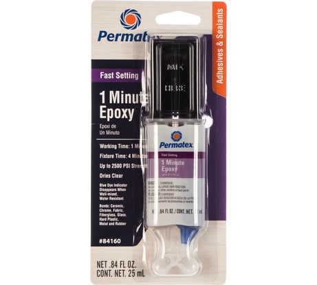 Эпоксидный клей PERMATEX многоцелевой прозрачный, 1 мин. шприц 25мл. 84160