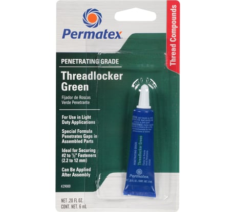 Фиксатор резьбы проникающий PERMATEX зелёный 6мл. 29000