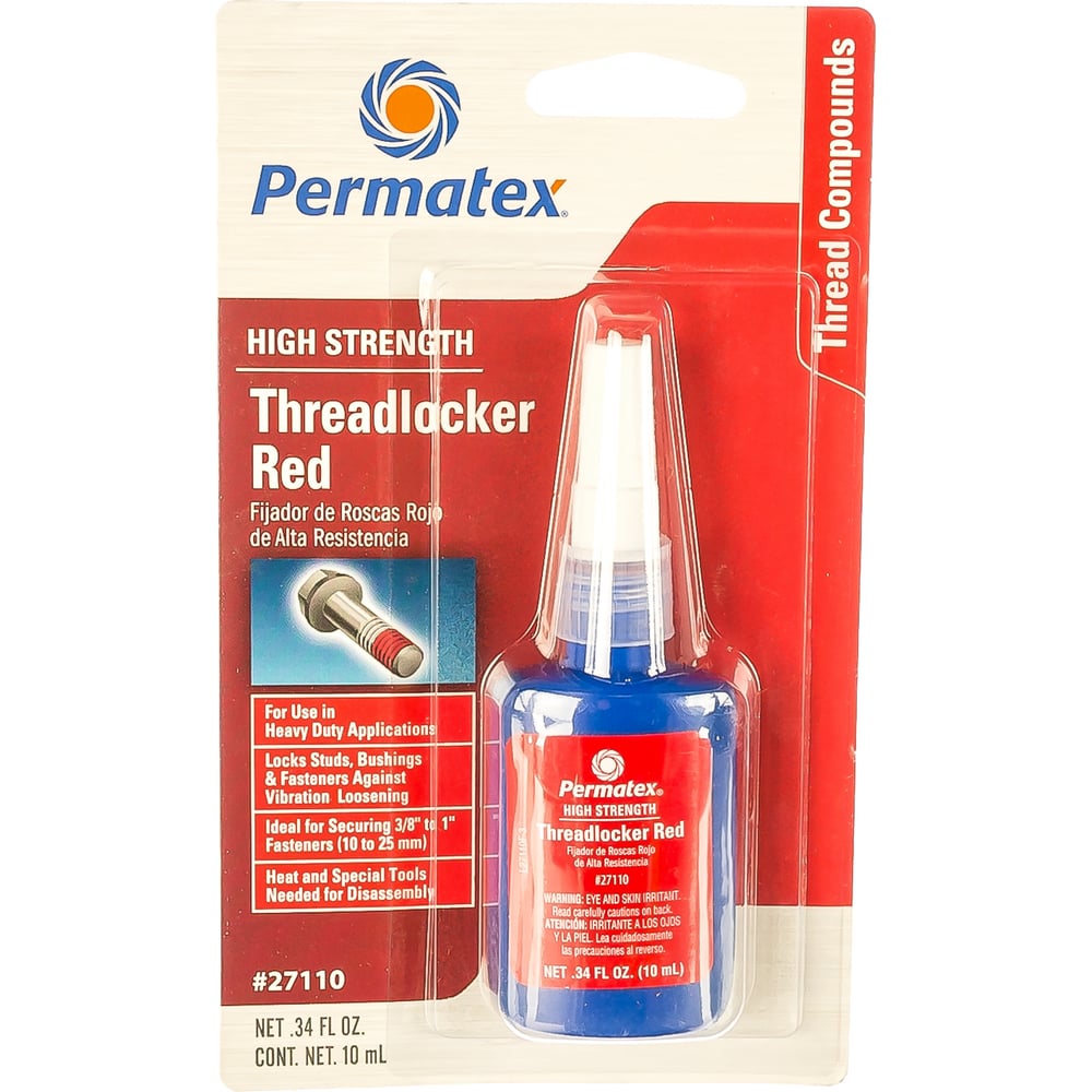 Фиксатор резьбы сильной фиксации PERMATEX красный 9,5мм-25мм 10 мл ...