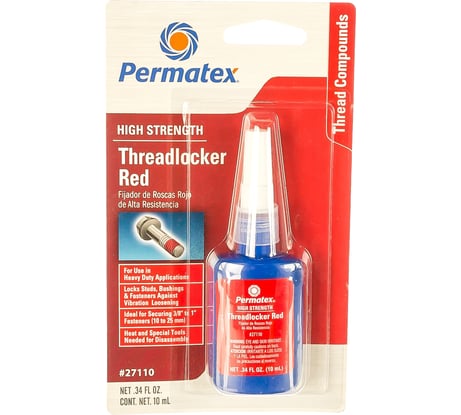 Фиксатор резьбы сильной фиксации PERMATEX красный 9,5мм-25мм 10 мл. 27110
