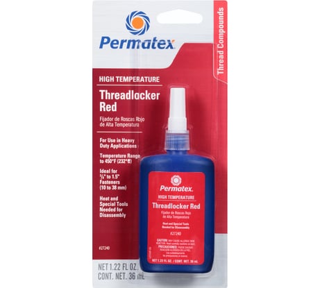 Фиксатор резьбы сильной фиксации PERMATEX красный высокотемпературный 36 мл. 27240
