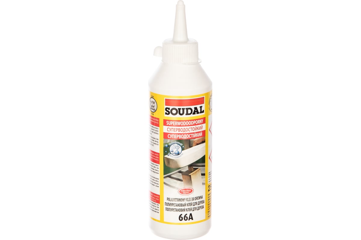 Суперводостойкий полиуретановый клей для дерева SOUDAL 66А 250 мл D4 107630