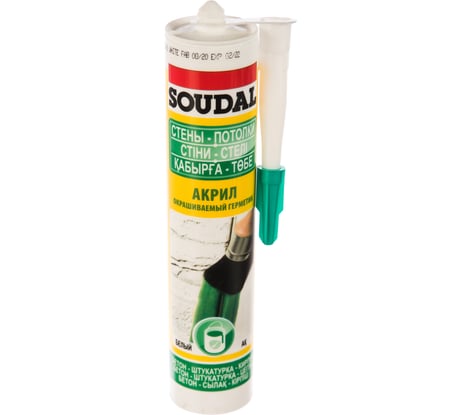 Акриловый окрашиваемый герметик SOUDAL белый  280 мл 105877