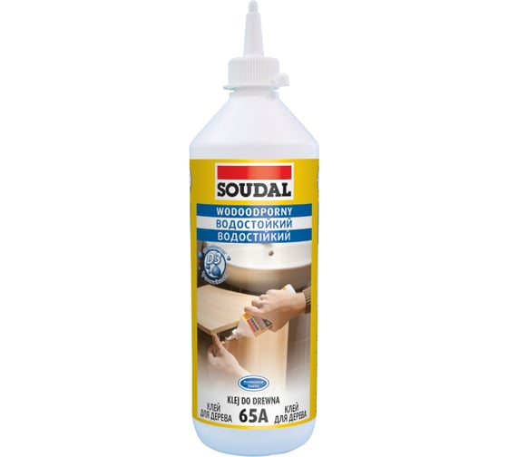 Водостойкий клей для дерева SOUDAL 65А на основе ПВА дисперсии 750 мл D3 104739