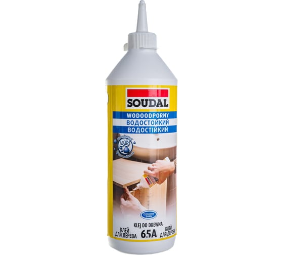 Водостойкий клей для дерева SOUDAL 65А на основе ПВА дисперсии 750 мл D3 104739