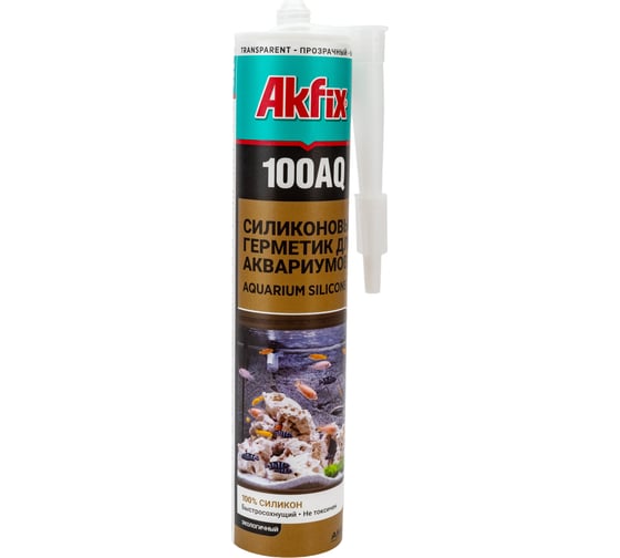 Аквариумный силиконовый герметик Akfix 100AQ прозрачный, 280 мл SA080.28T 26758706