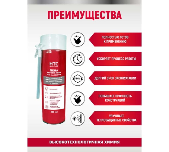 Монтажная пена (бытовая мини) CEMMIX нтс 400 мл HTC-Pena-b04