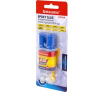Клей BRAUBERG универсальный, эпоксидный, шприц смола+отвердитель, 3+3 мл, суперпрочный, Extra 608104