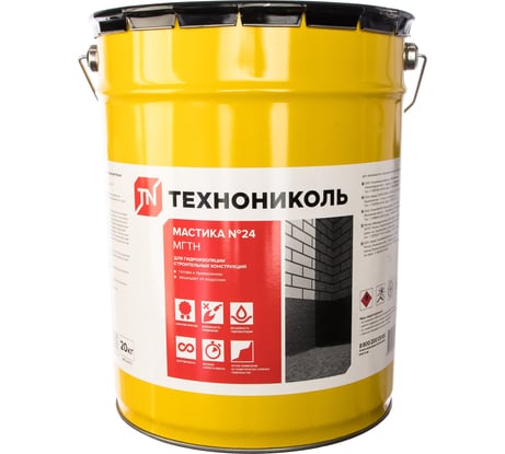 Гидроизоляционная мастика ТЕХНОНИКОЛЬ битумная №24 МГТН 20кг тов-073140