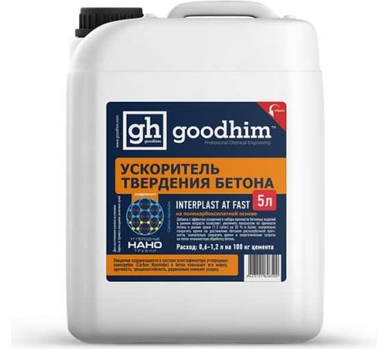 Добавка ускоритель набора прочности для бетонов и растворов InterPlast АT FAST - 5л Goodhim 51 1