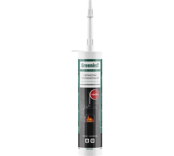 Силикатный герметик для печей и каминов GreenesT Fire Sealant  +1500, 260мл 285009004