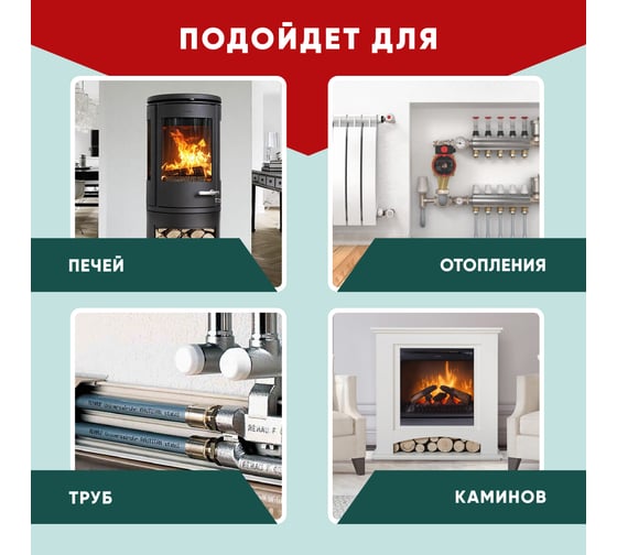 Силикатный герметик для печей и каминов GreenesT Fire Sealant  +1500, 260мл 285009004