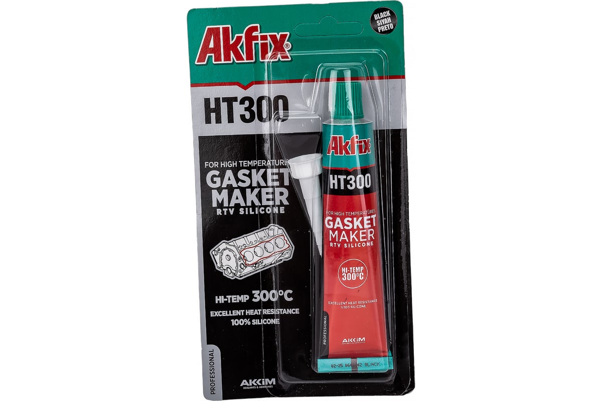  силиконовый герметик Akfix HT300, черный, 50 мл SA113 .