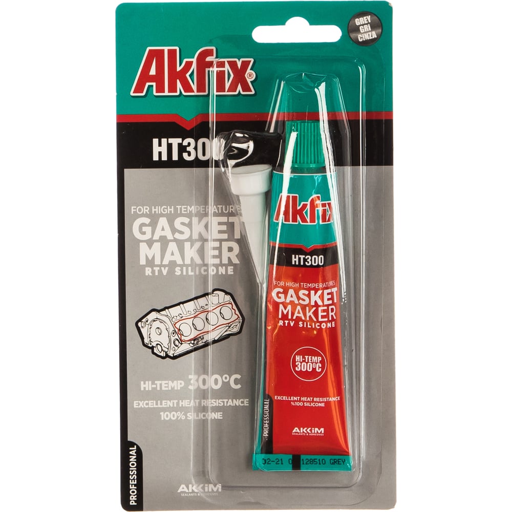 Термостойкий силиконовый герметик Akfix HT300, серый, 50 мл SA216 ...